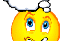 A thinking yellow emoji with a thought bubble above its head.