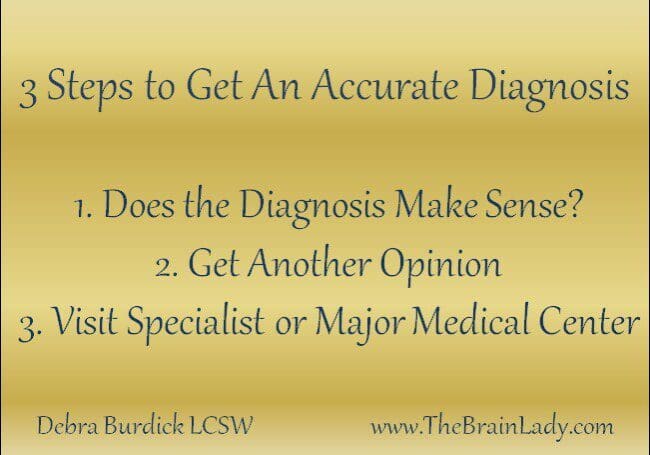 A partial text about getting an accurate diagnosis and consulting specialists.
