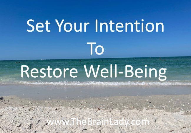 A serene image with text about setting intentions for well-being.